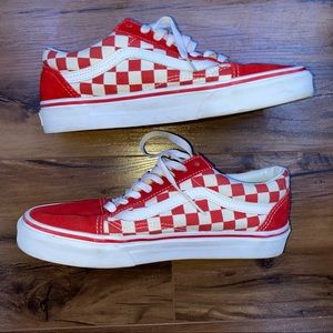Red Old Skool Checkered Vans